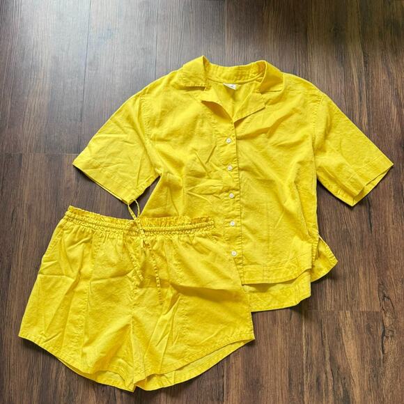 Soma Yellow Lounge Set Women’s Small Button Top & Shorts PJ Cover-Up - Picture 1 of 5